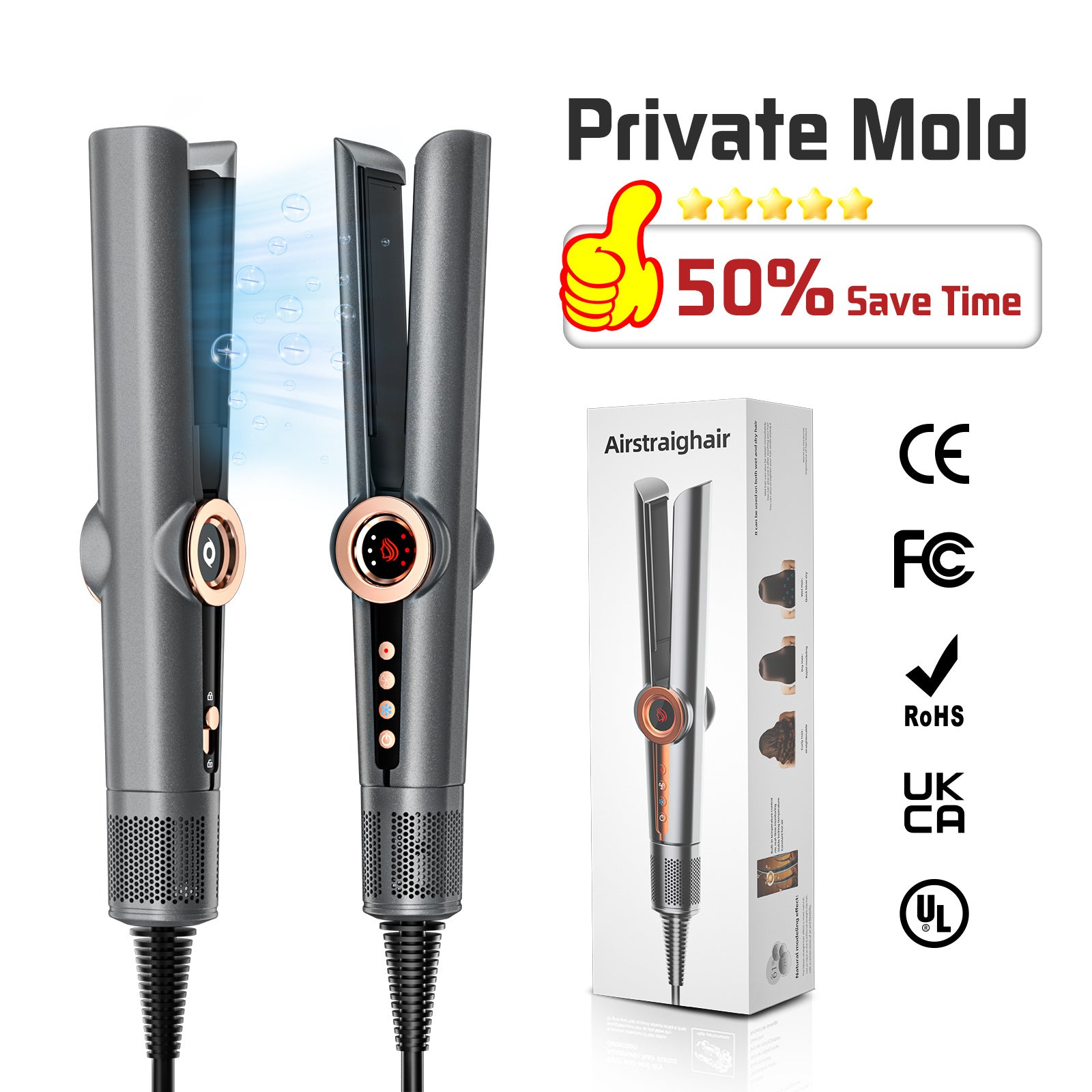 Wholesale 2-in-1 Hair Dryer & Straightener – High-Speed Blow-Dry Flat Iron with Auto Moisture Detection, Dual-Use for Wet & Dry Hair